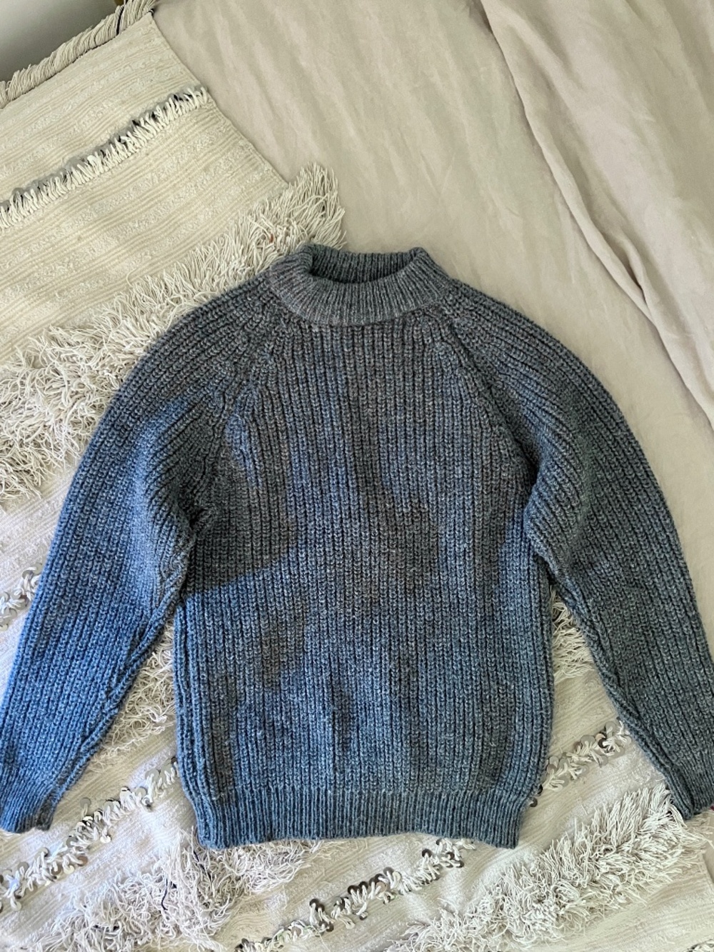 Blue Chunky Cable Knit Sweater | Fisherman Style Sweater